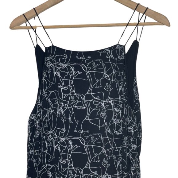 SILENCE + NOISE | Black Short Dress White Abstract Elephant Pattern | Size L - Picture 2 of 13
